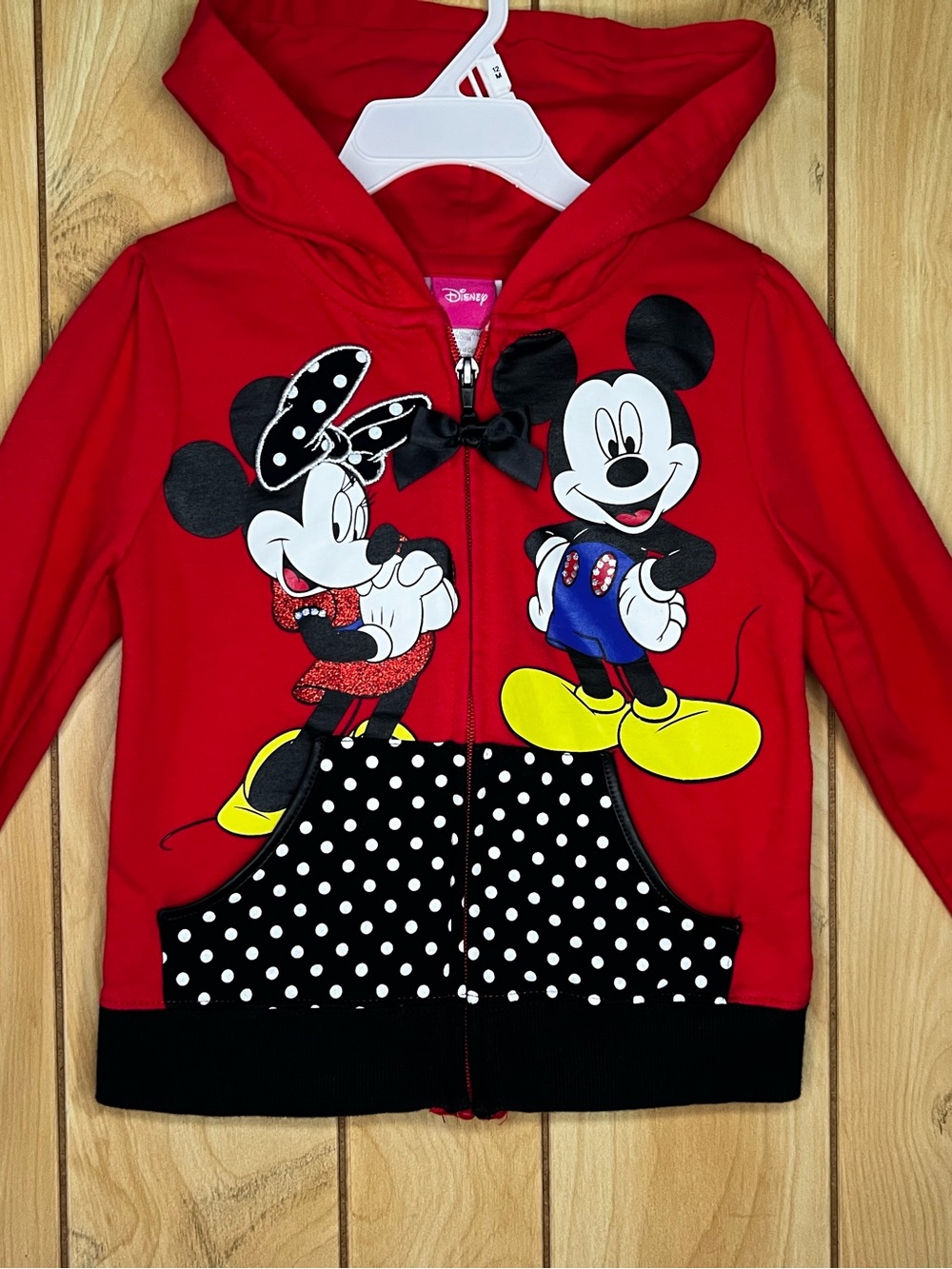 Disney Red Mickey & Minnie Polka Dot Hooded Zip Sweatshirt